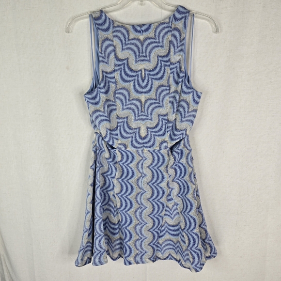 Ramy Brook Womens Size 12 Blue White Hana Jacquard Cut Out Mini Dress - Picture 5 of 7